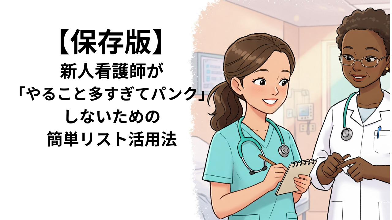 新人看護師さんが指導者から教えてもらっているイラスト