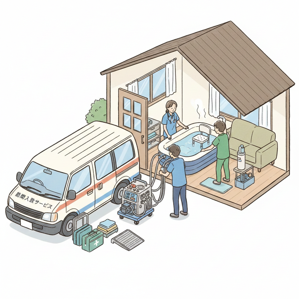 MCナースネットで訪問入浴をしている